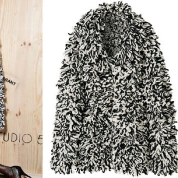 💥HOT ITEM💥Isabel Marant Pour H&M Black White Shag Jacket - Picture 5 of 15
